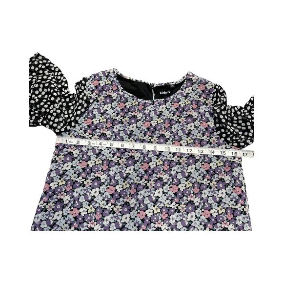 Kidpik Blouse Top Girls XL Multicolor Floral Crew Neck Flared Sleeve Classic Fit - Picture 4 of 6